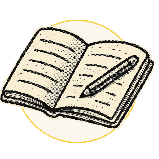 Open script and pencil illustration